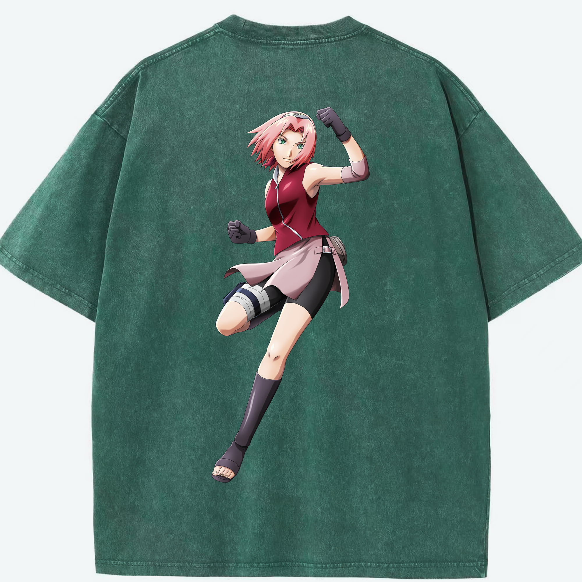 （画像用） NARUTO -ナルト- 春野サクラ Haruno Sakura 綿100% ヴィンテージ風 半袖Tシャツ（背面プリント）